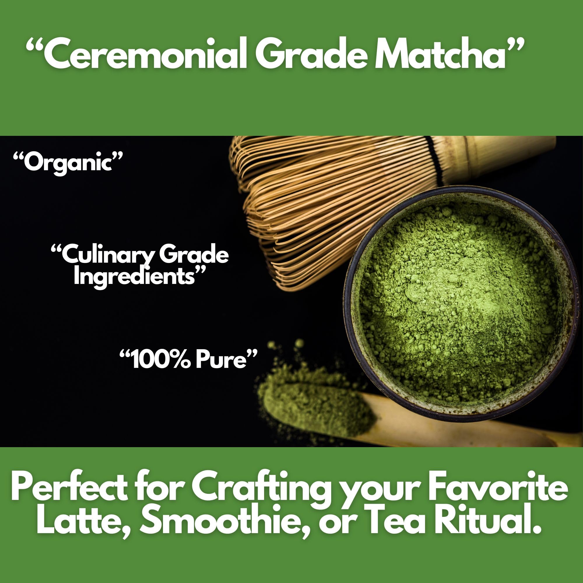 Organic Matcha Green Tea Ceremonial Grade 100 Pure Gold Premium Powder Natural Energy Antioxidants 100g 3 53 oz — view 8
