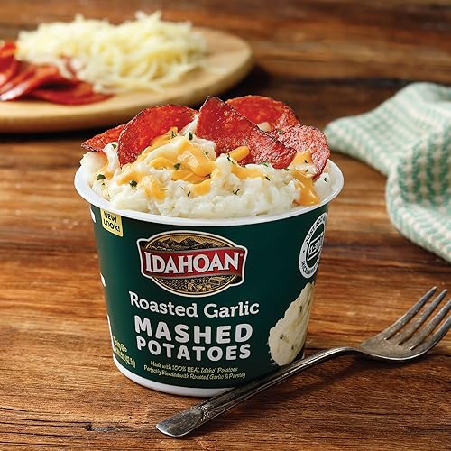 Vista 9 de Idahoan Puré de papas instantáneo con ajo asado en taza de 1.5 oz, (24 unidades)