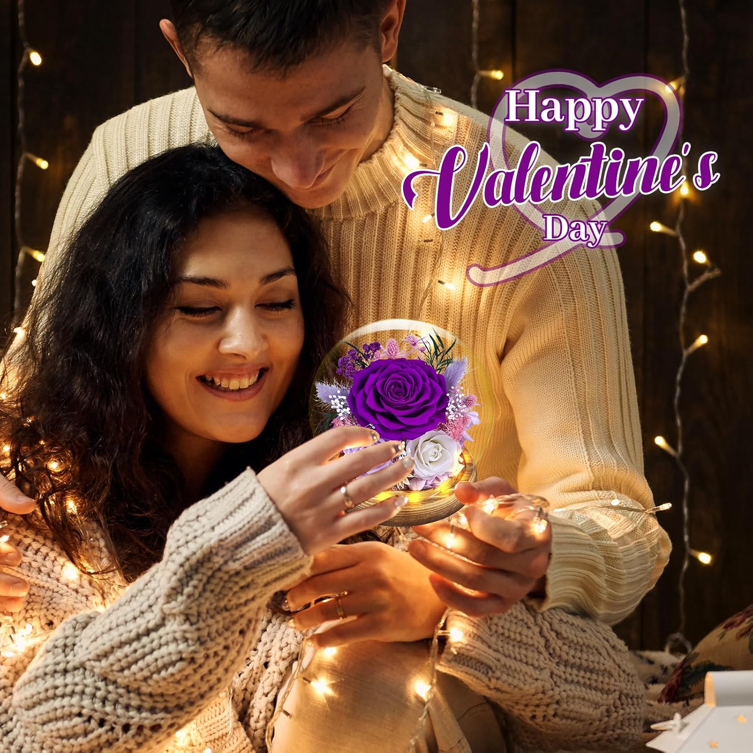Preserved Roses Forever rose in glass dome - Birthday Gifts for Women Mom, Real Flowers for Delivery Prime | Rose Gift for Grandma Wife Sister Friend(Mix purple) - Image 7
