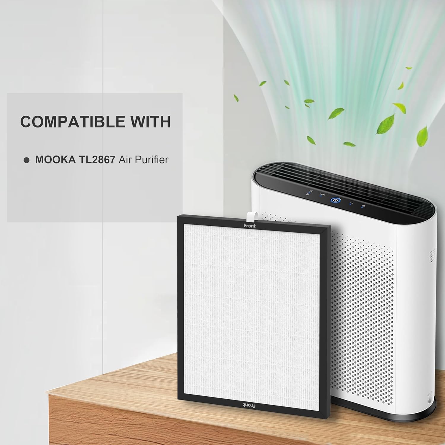 2 Pack TL2867 Air Purifier Filter Replacement, Compatible with Mooka TL2867 Air Purifier, H13 True HEPA + Activated Caron for Dust, Allergens, Smoke and Odor