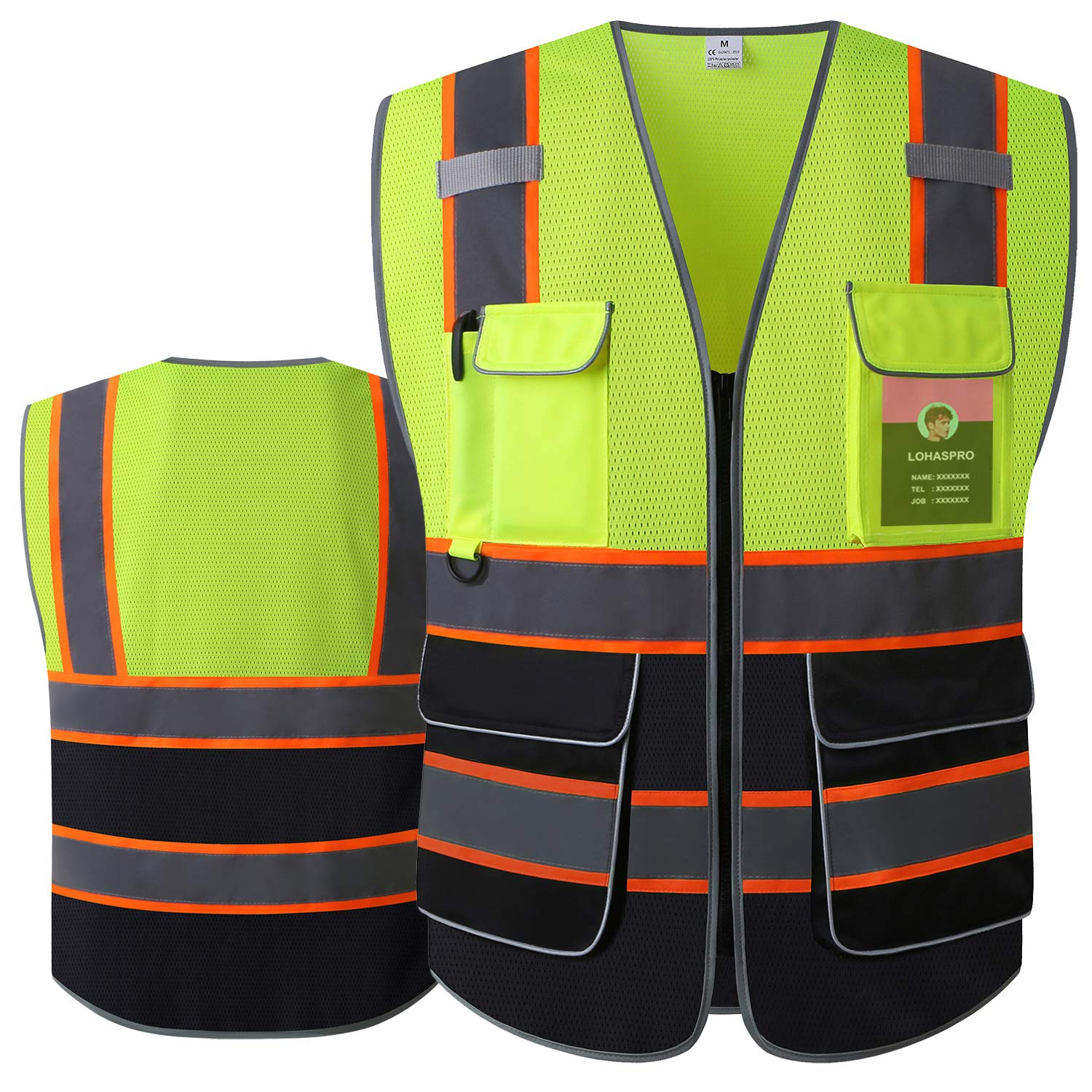 LOHASPRO Safety Vest High Visibility - Mesh Reflective Vest with Pockets & Zipper for Men Women,ANSI/ISEA Standard