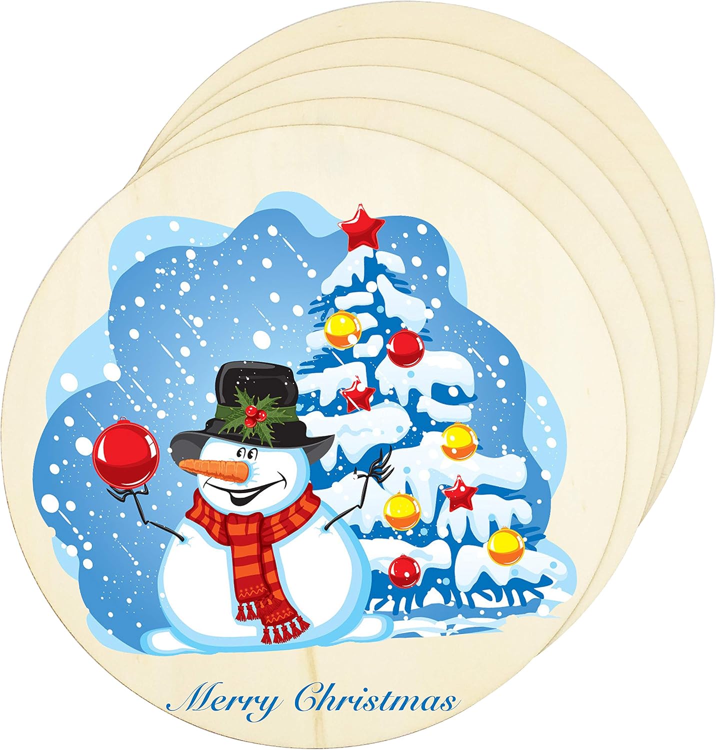 5 Pieces 10 Inch Unfinished Round Wood Slices for Craft Blank Natural Wooden Circles Disc for Christmas Decorations, Painting, Door Hanger, Door Design, Wood Burning
