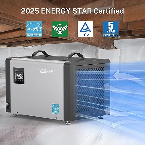 Miniatura 3 de Yaufey Deshumidificador comercial Energy Star de 70 pintas con bomba para espacio de arrastre, sótano, industrial, hasta 5,000 pies cuadrados,