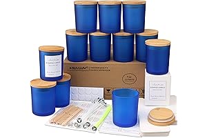 MILIVIXAY 12 Pack Blue Candle Jars with Candle Making Kit