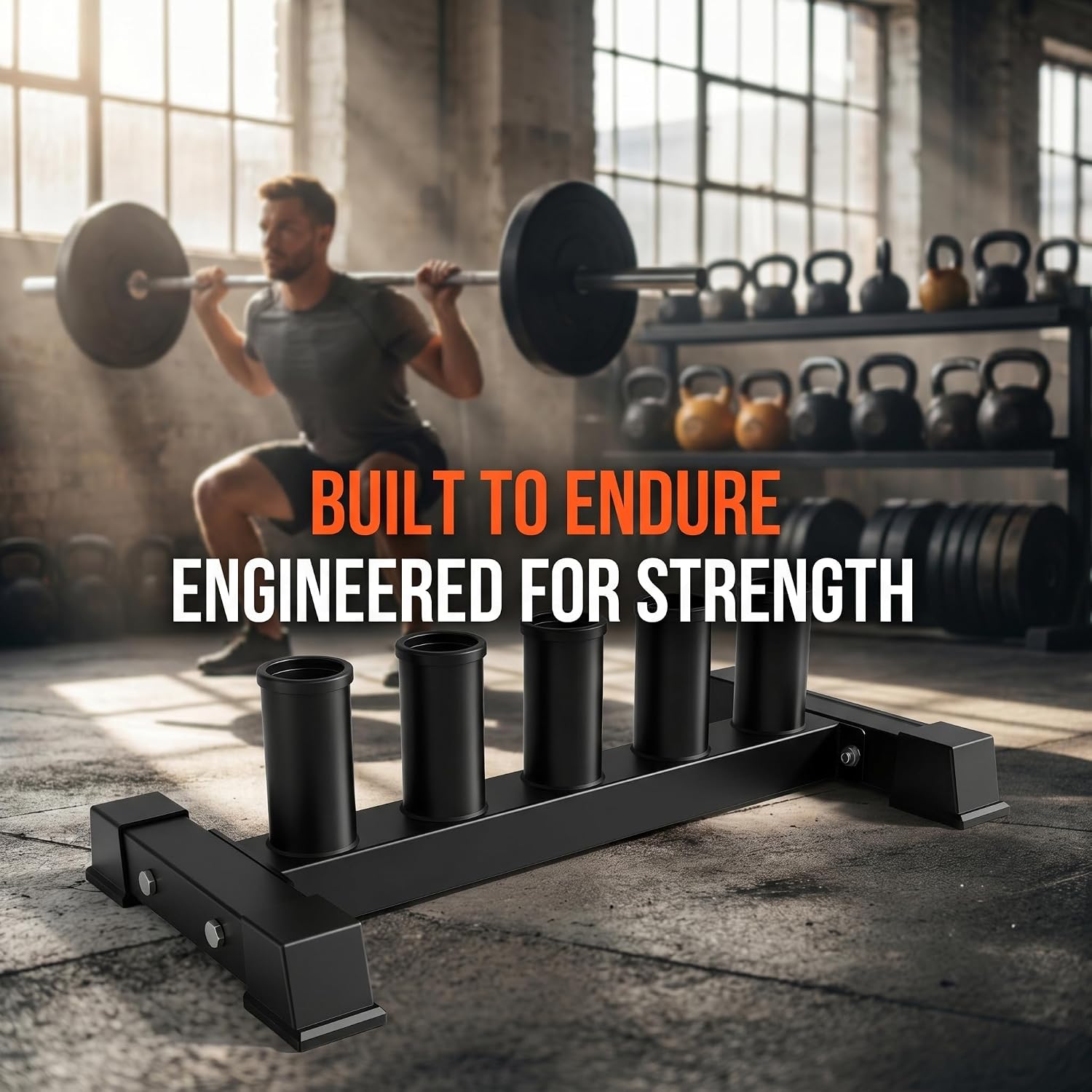 Barbell Storage Rack, 5-Post Weight Bar Holder for 2'' Olympic Bars, Durable Barbell Stand, Space-Saving Floor Stand 500 lb Capacity