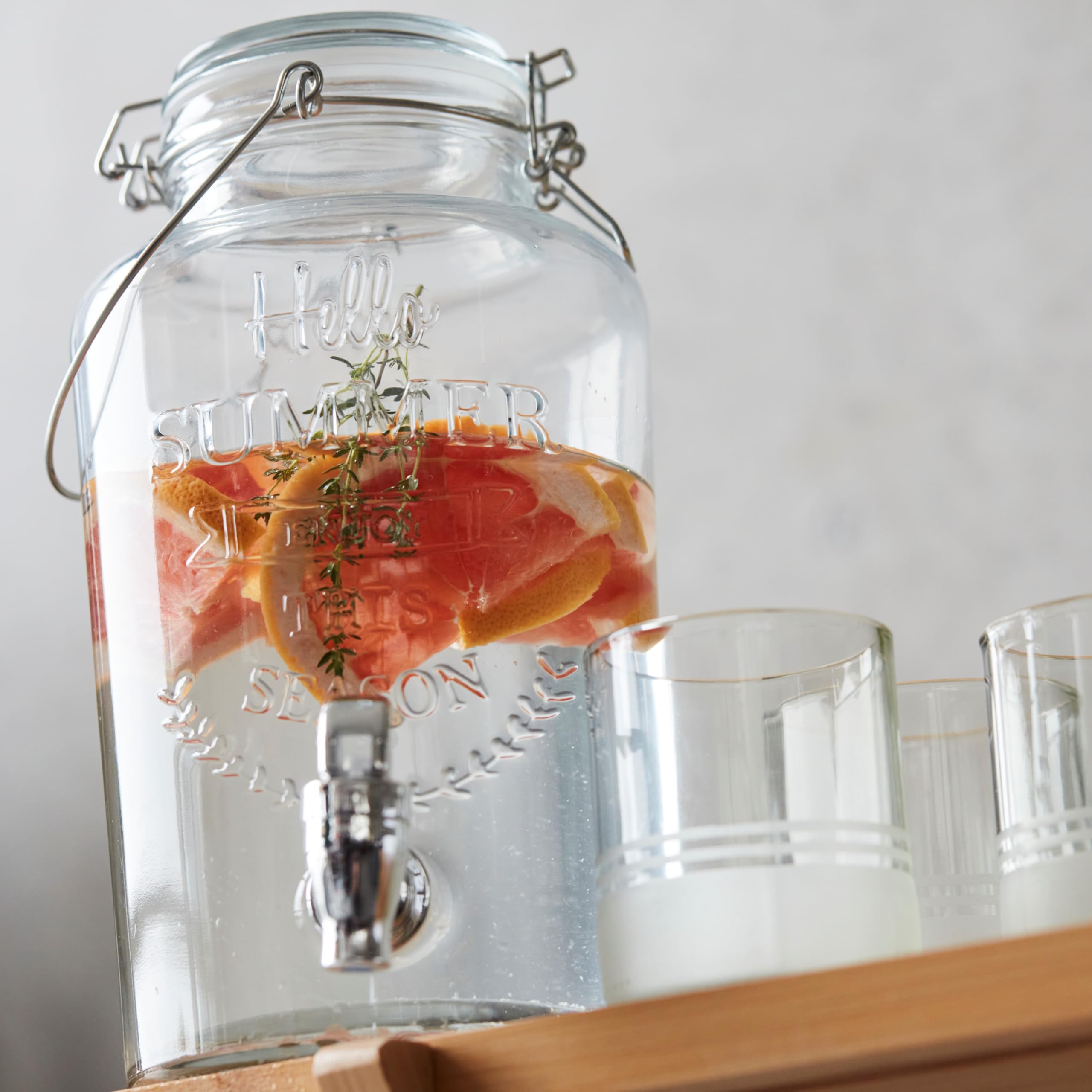 Point-Virgule Distributeur de Boissons Hello Summer Avec Robinet - Fontaine à Boisson Transparente 3L