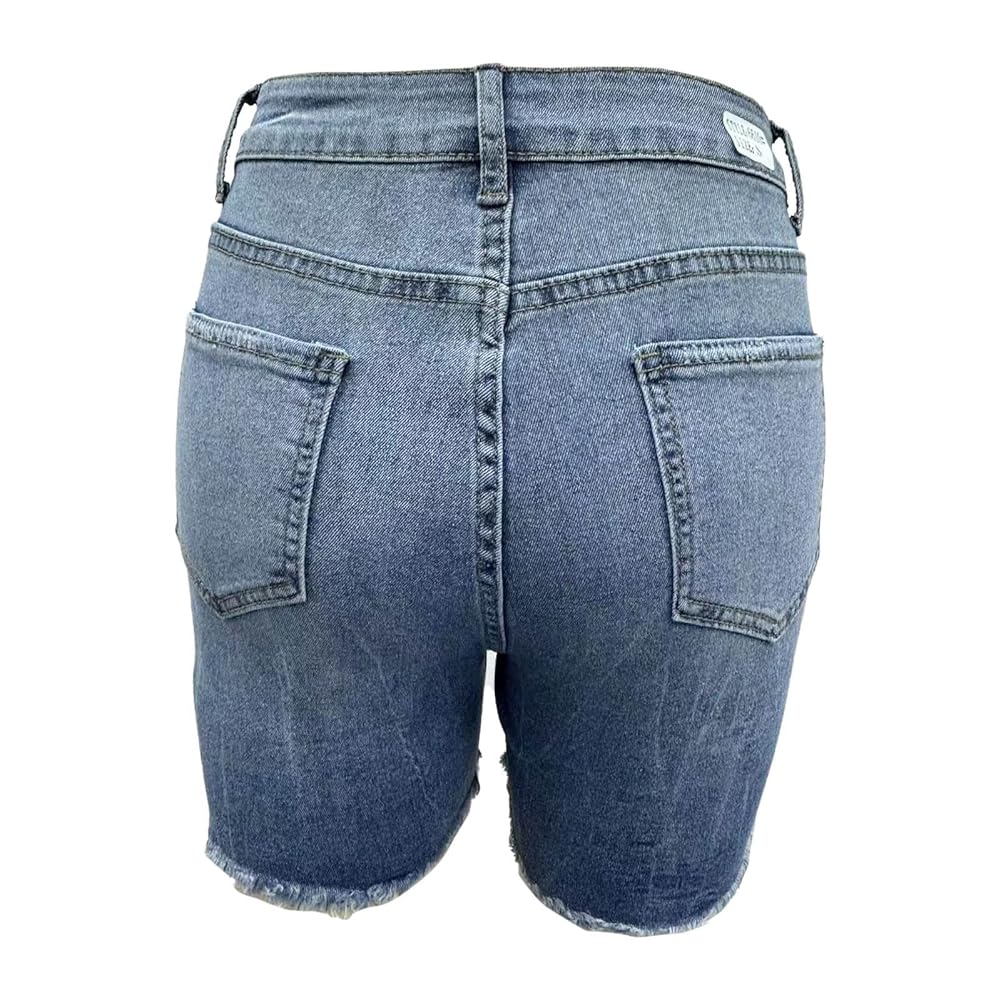 BIKETAFUWY Short Jeans Femme Taille Haute Basique Short Jean Femme Avec Poches En Denim Shorts En Jean Femmes Grande Taille Décontractés Bermuda Shorts Long Femmes Ample Pantalon Court Couleur Unie