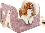 Pawaboo Small Dog Car Seat -Extra Soft- Dog Bed Car Seat for Small Dogs, Puppy Seat for Car with Fixed Buckle and Safety Leash, Thickened Dog Bed Car Seat, Pet Travel Carrier Bed Up to 25lbs