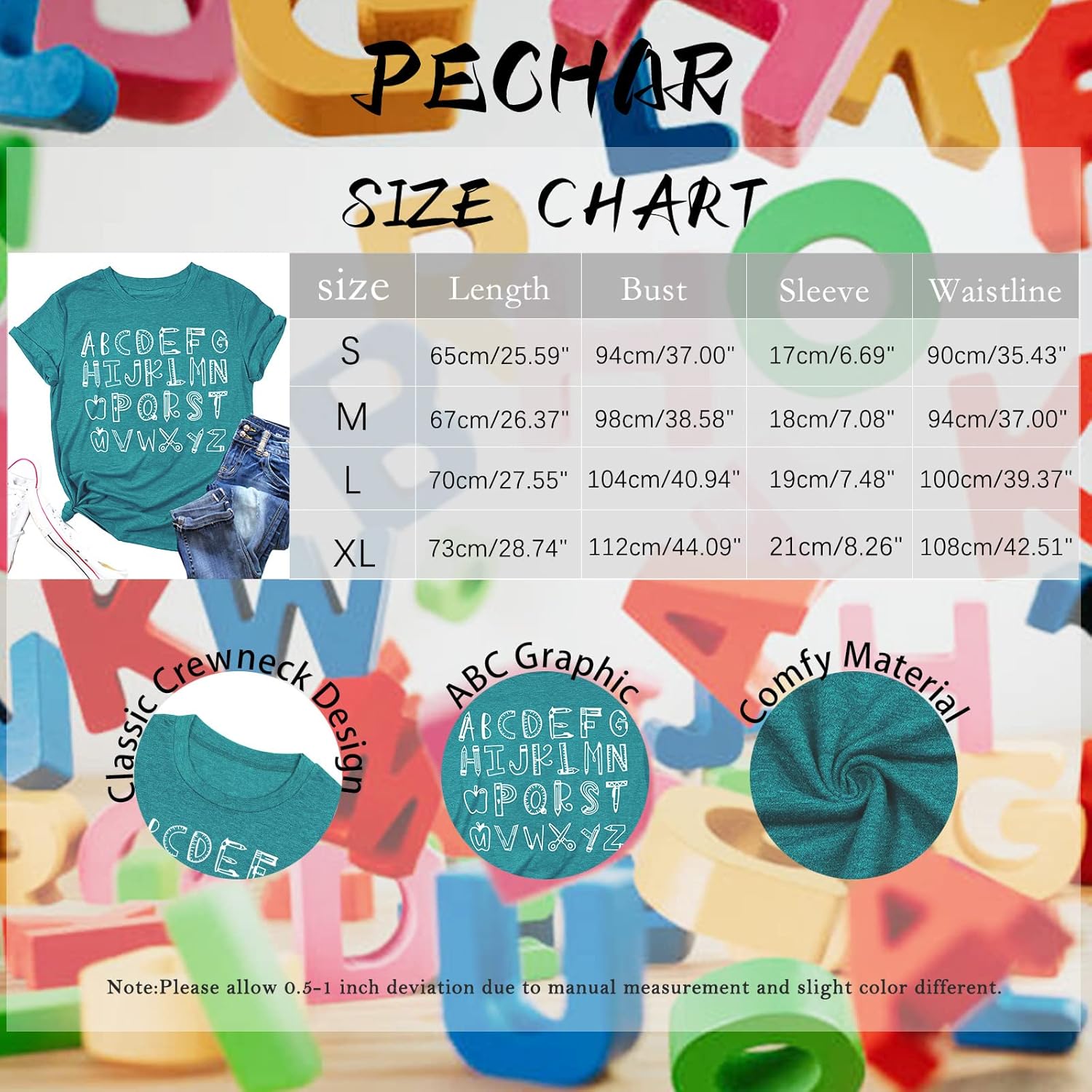 Teacher Shirt Women Alphabet Teaching Graphic Tee Tops Kindergarten Teachers Gift T-Shirts - Image 5