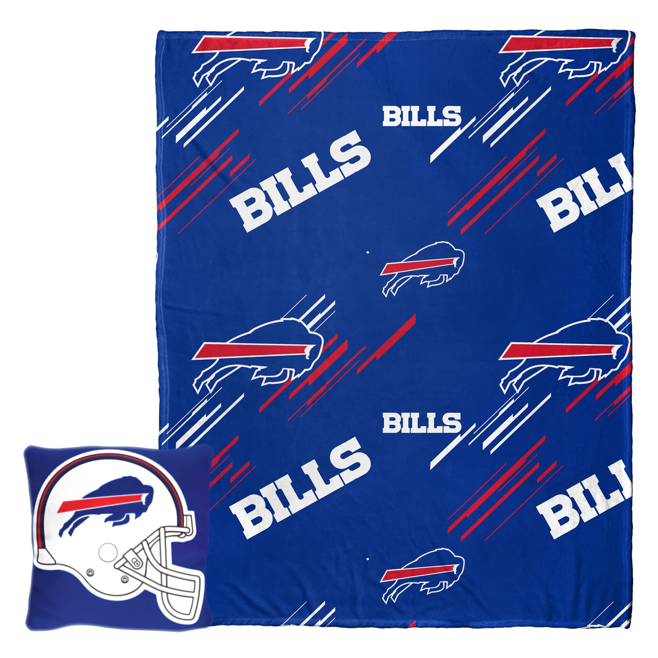 NORTHWEST NFL Pillow 14X14 and Throw Blanket 40X50 Set with Back Pocket, Buffalo Bills