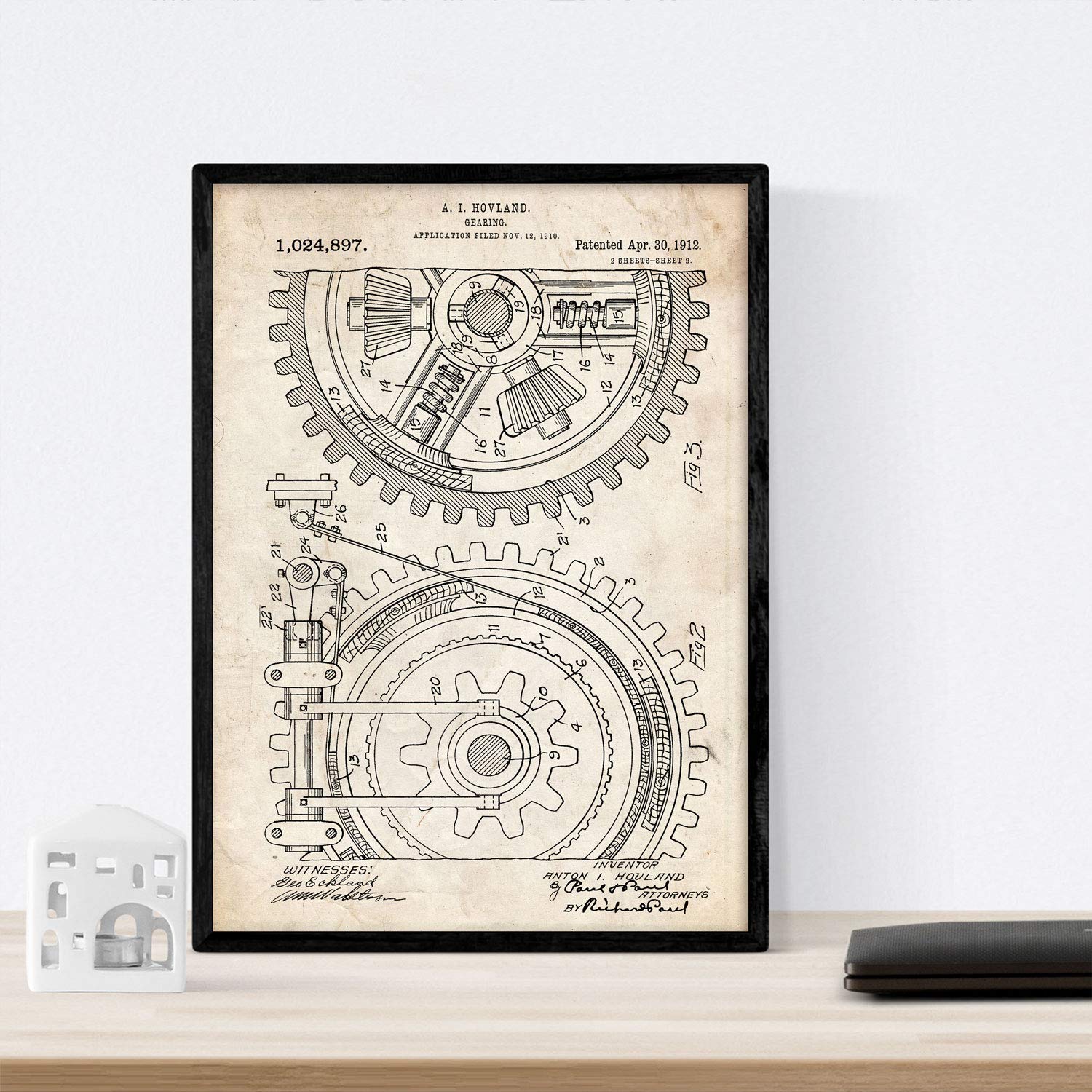 Set 4 Stampe Vintage Brevetti Utensili Cucina - Poster A4 Con Sfondo Antico Per Decorazione - Foto 4