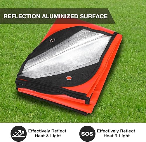 Miniatura 6 de RedSwing Paquete de 4 mantas de emergencia, lona térmica de supervivencia impermeable, multiusos, reflectantes, aisladas, para todo tipo de clima,