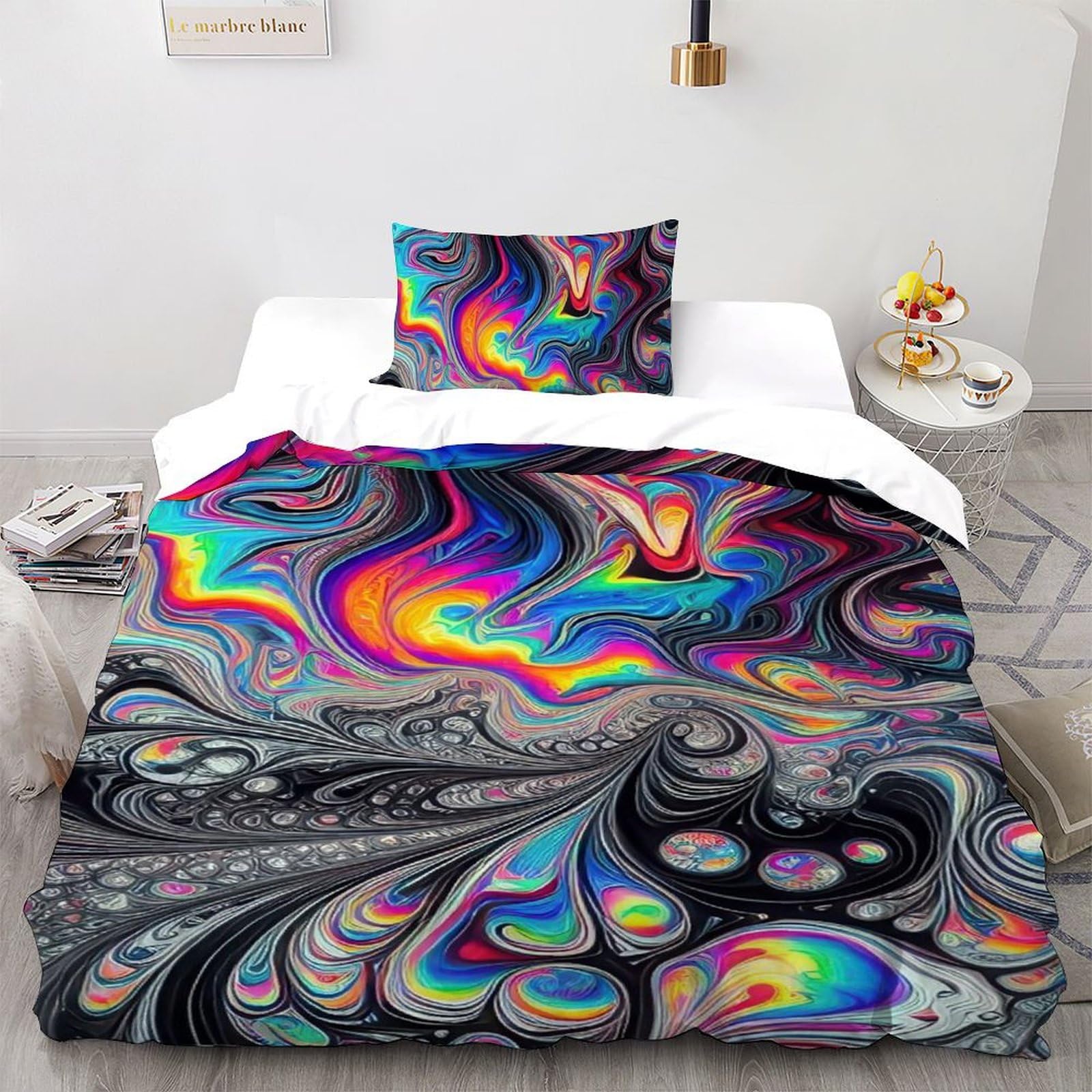 Housse de couette abstract rainbow color 135x200cm pour lit single