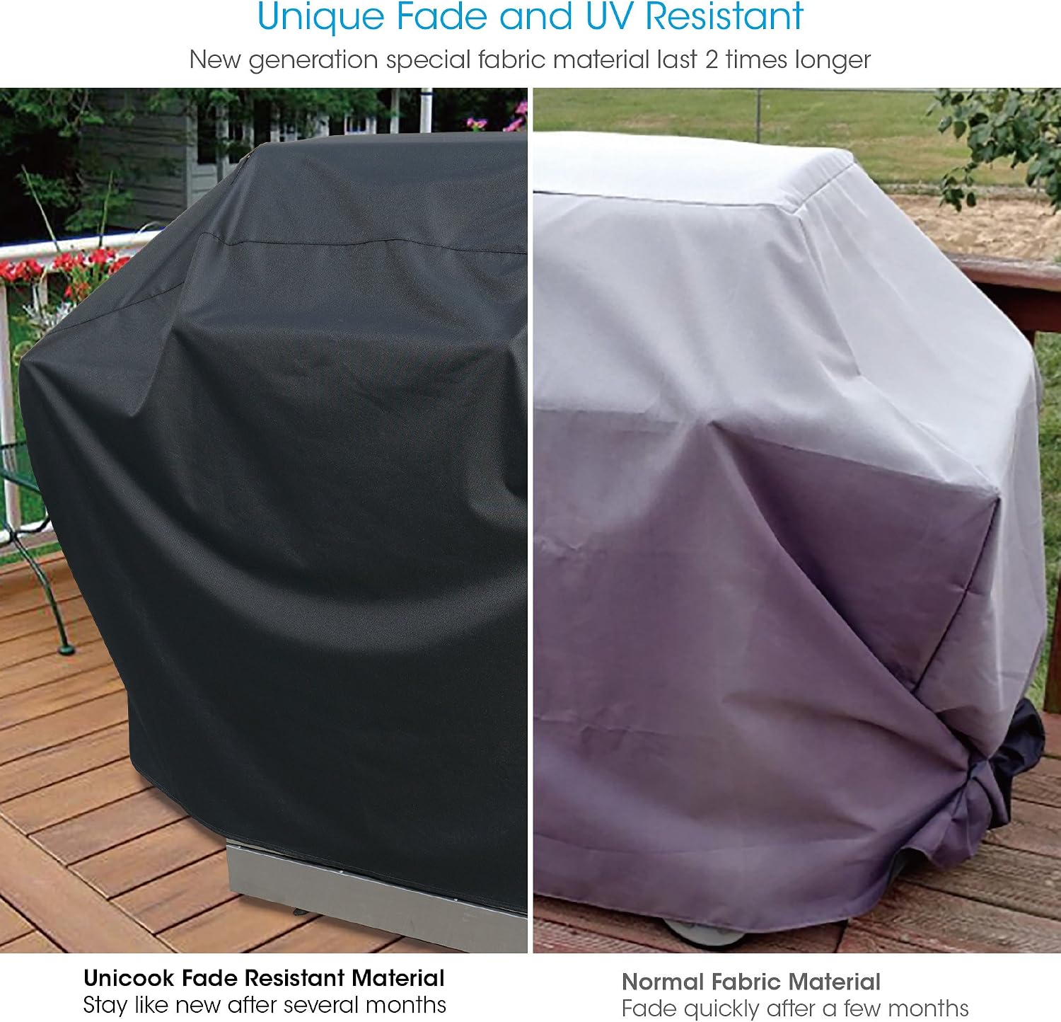 Unicook Barbecue Cover, Waterproof Heavy Duty Outdoor Gas Grill BBQ Cover with Air Vent, Fade and UV Resistant Oxford Fabric - Image 3