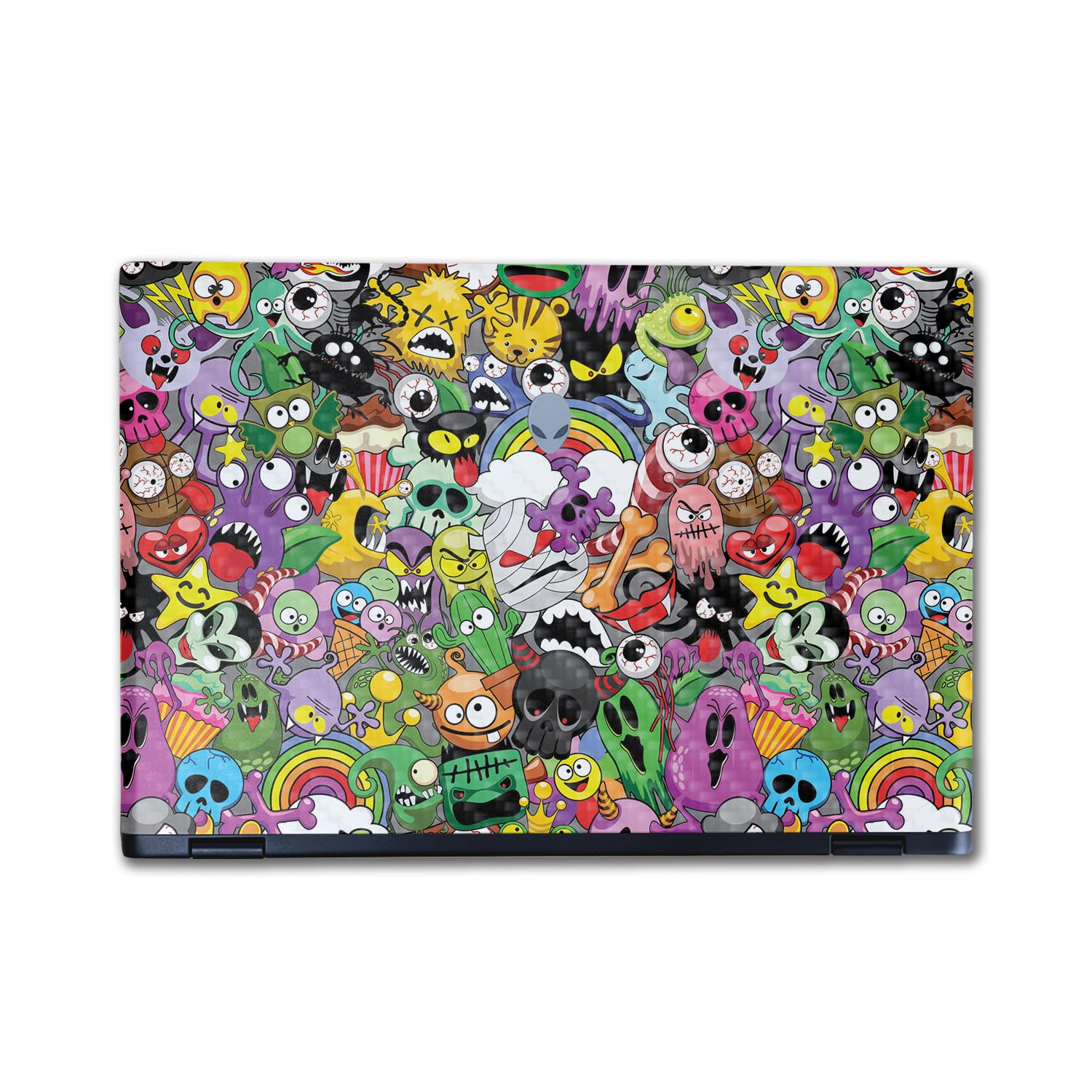 Carbon Fiber Laptop Skin Compatible with Alienware M16 R2 (2024) - Monster Mash - Premium 3M Vinyl Protective Wrap Decal Cover - Easy to Apply | Crafted in The USA by MightySkins