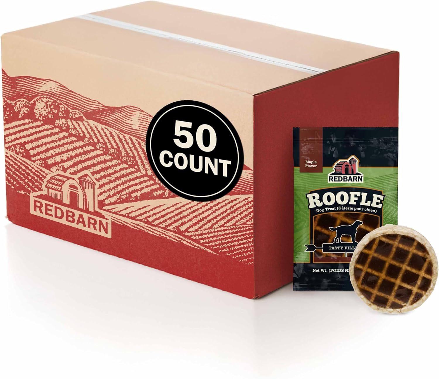 Redbarn Pet Products Roofle - Maple Flavored Waffles - Dog Treat - Case of 50