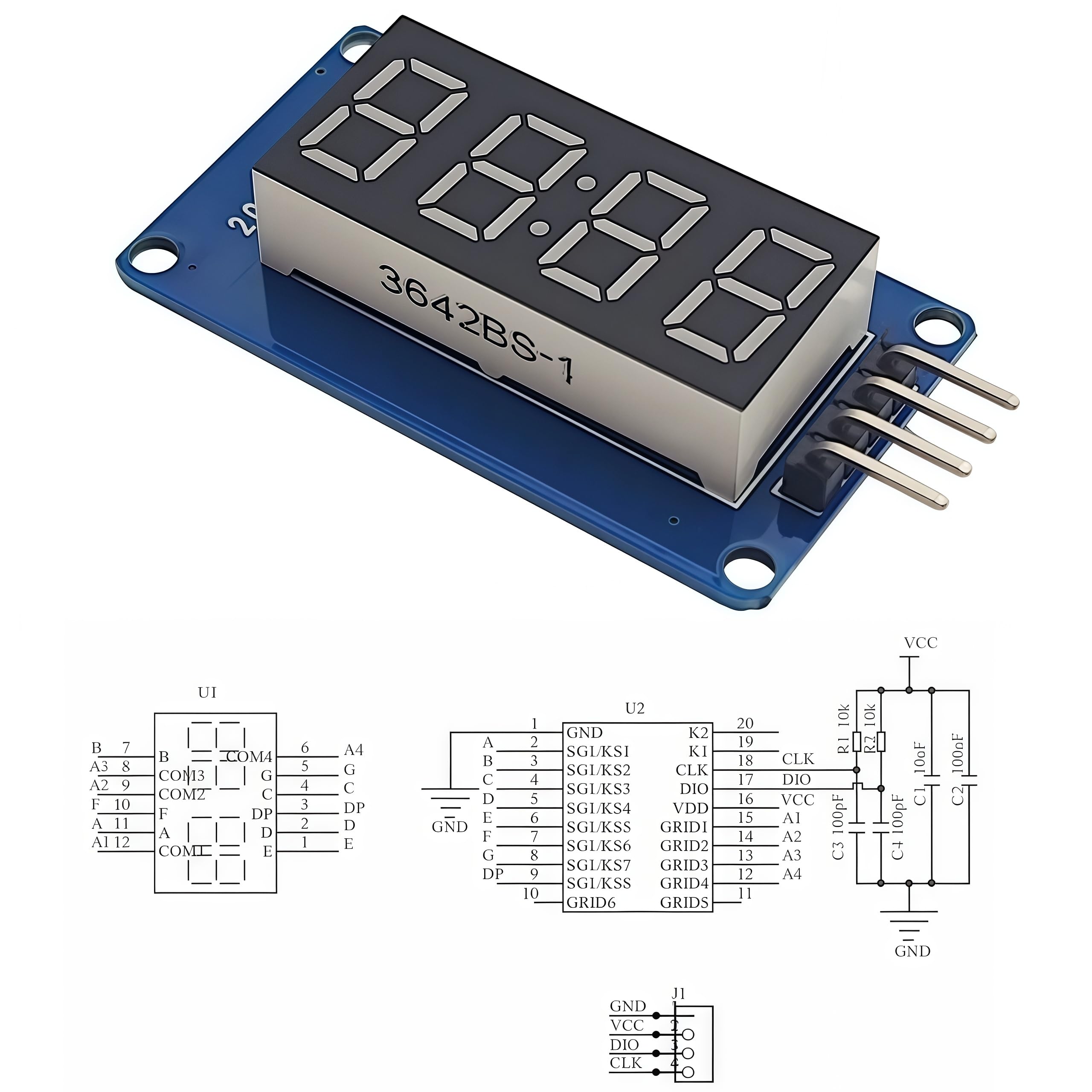 6 szt. TM1637 0,9 cm 4-bitowy segmentowy moduł wyświetlacza LED czerwona cyfrowa płyta rurowa kompatybilna z Arduino Raspberry Pi