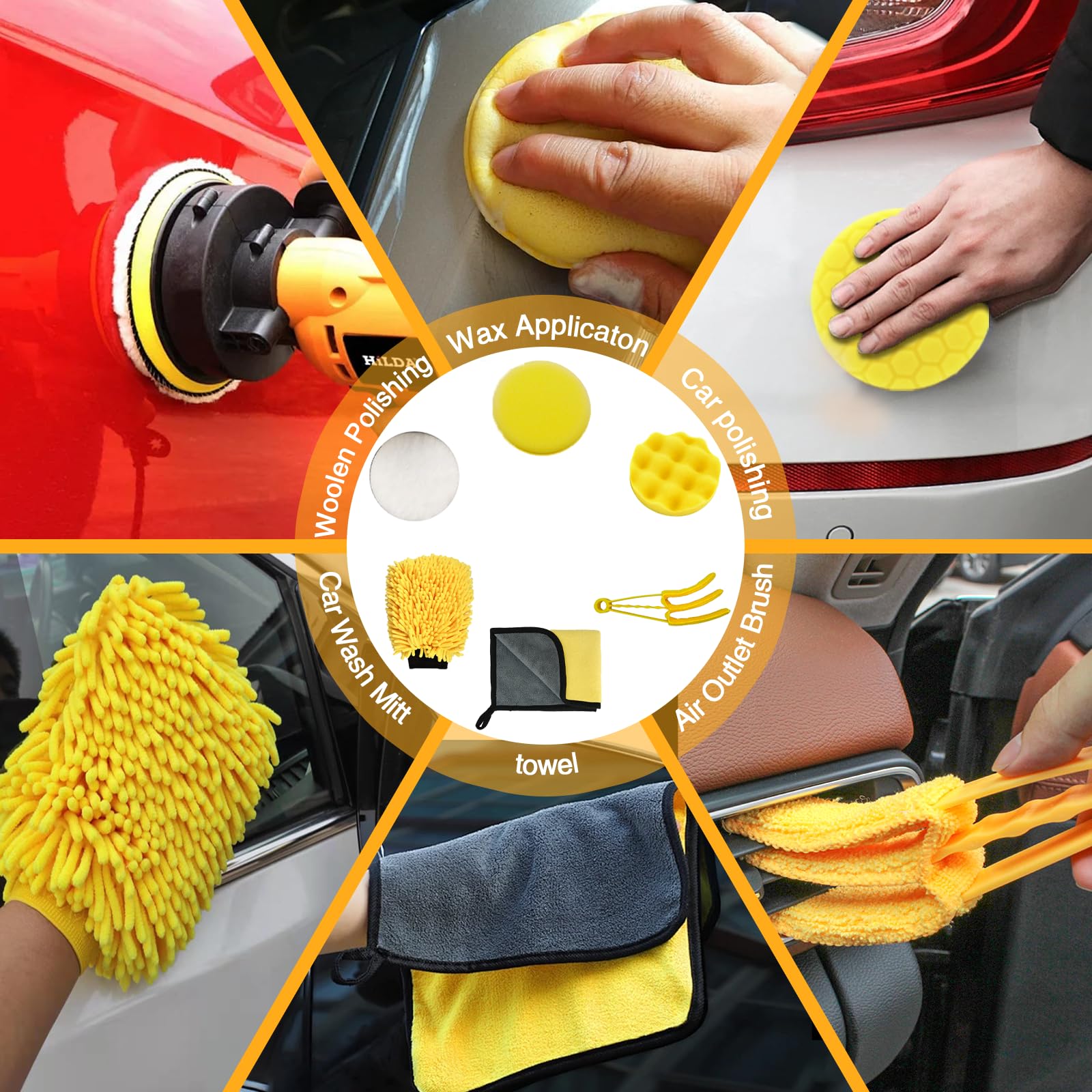 32-teiliges Auto-Detaillierungs-Set mit ultraweichen Auto-Detailing-Pinseln, Auto-Staubwedel-Polierpads, Windschutzscheiben-Reinigungswerkzeug für die Reinigung von Rädern, Innen- und Außenbereich