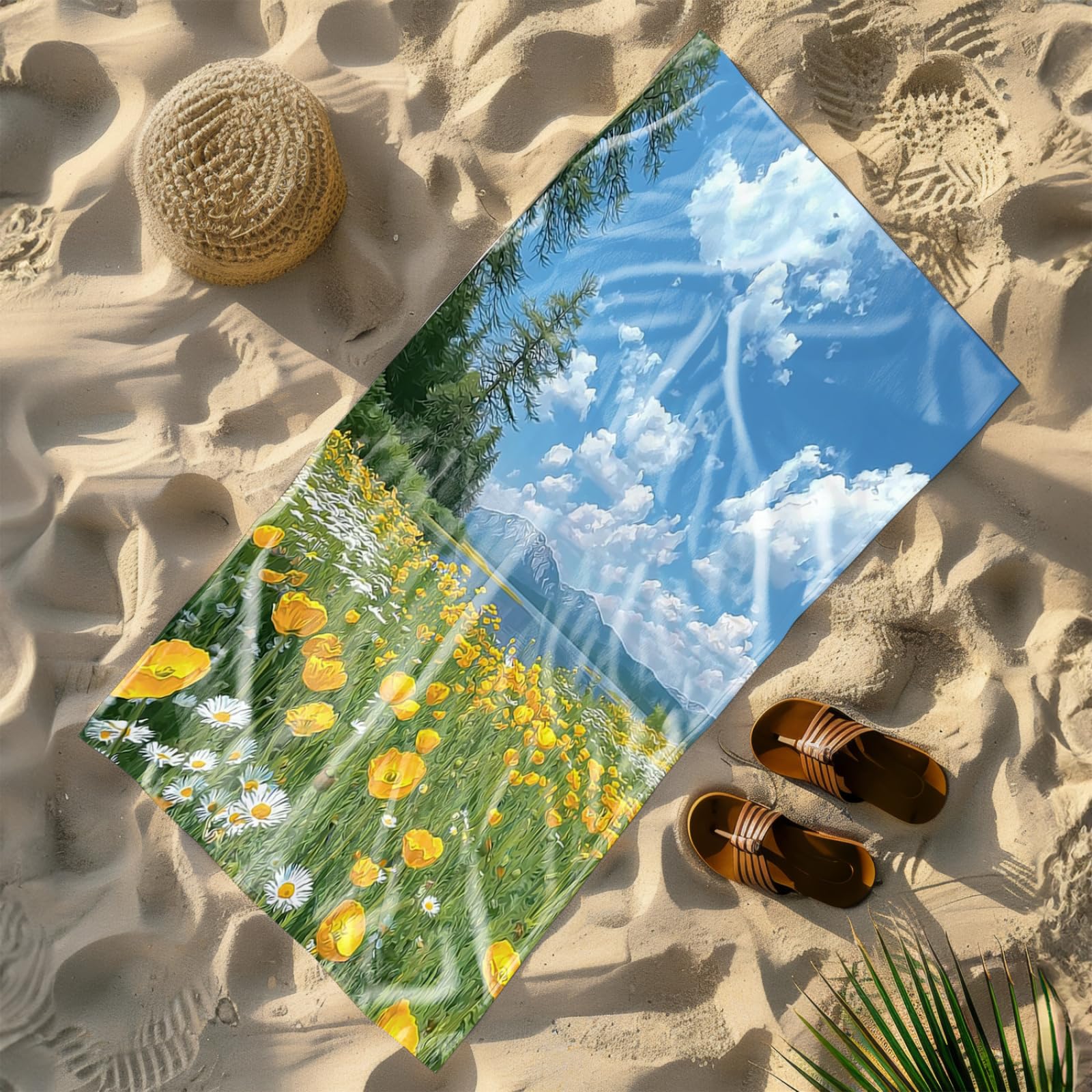Tapis de Plage XXL Anti Sable Bleu Serviette Piscine Adulte,Natte De Plage Pliable, Voyage Accessoires De Plage Camping,Serviette de Bain Personnalisée