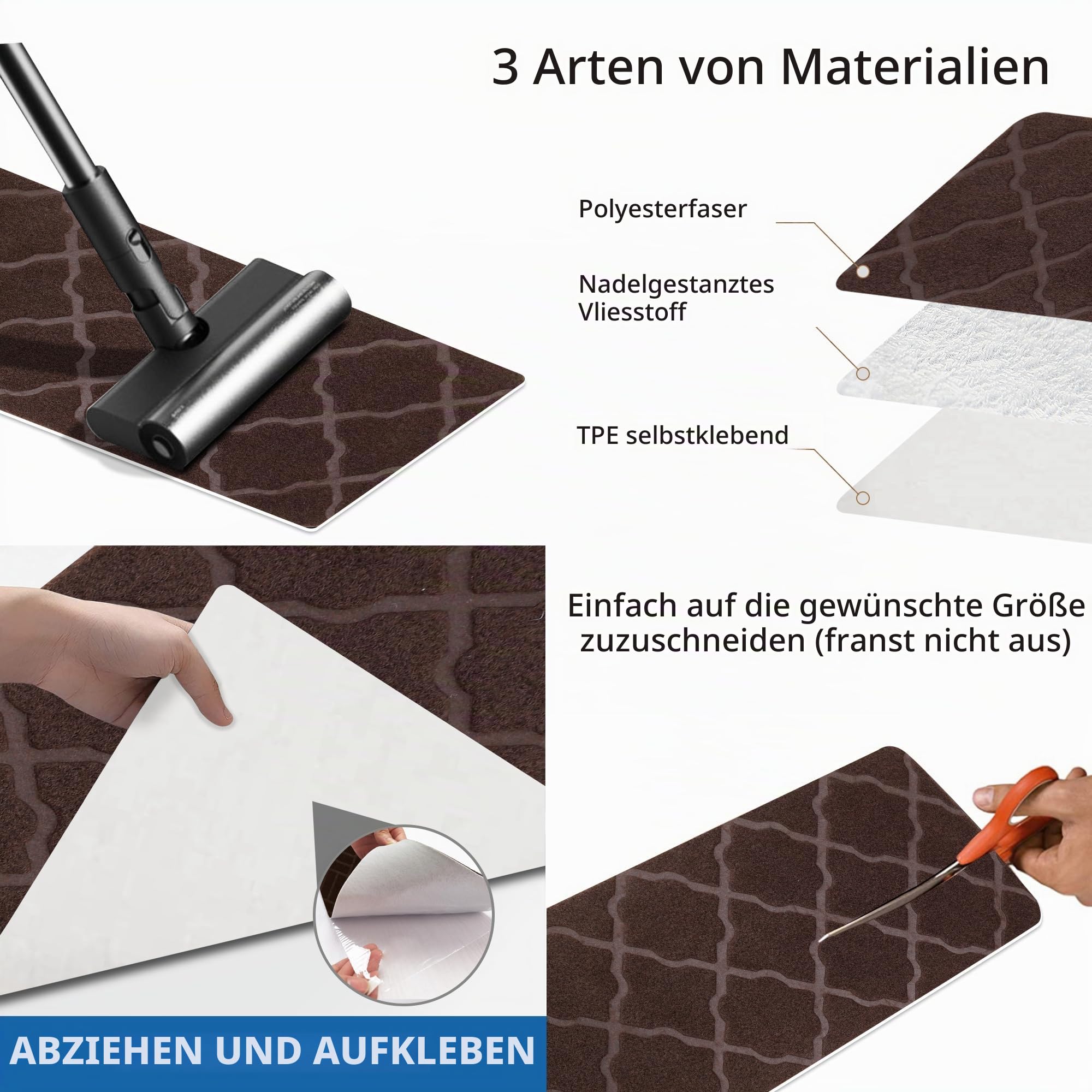 GOYLSER Stufenmatten Treppenstufen Matten Treppenteppich Selbstklebend Treppenmatten Anti-Rutsch Stufenteppich Rechteckig Rutschschutz Teppich für Kinder Haustiere Braun (76x20cm 15 Stück)