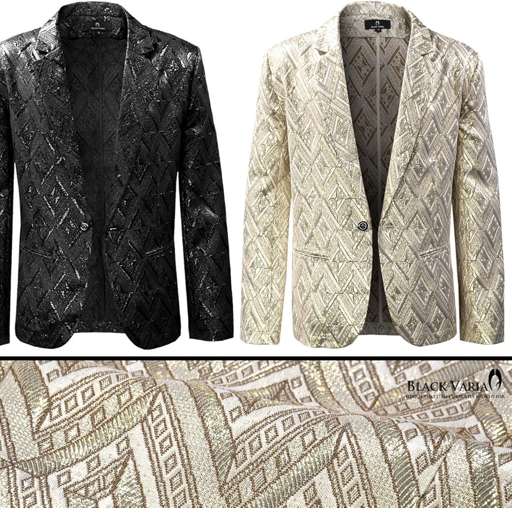 Amazon | [ブラックバリア] ジャケット テーラード 幾何学模様 メンズ