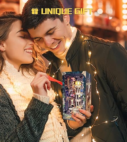 Miniatura 16 de Spilay Kit de bricolaje para rincón de libros, casa de muñecas, estantería, decoración de callejón, kit de construcción de modelos de sujetalibros