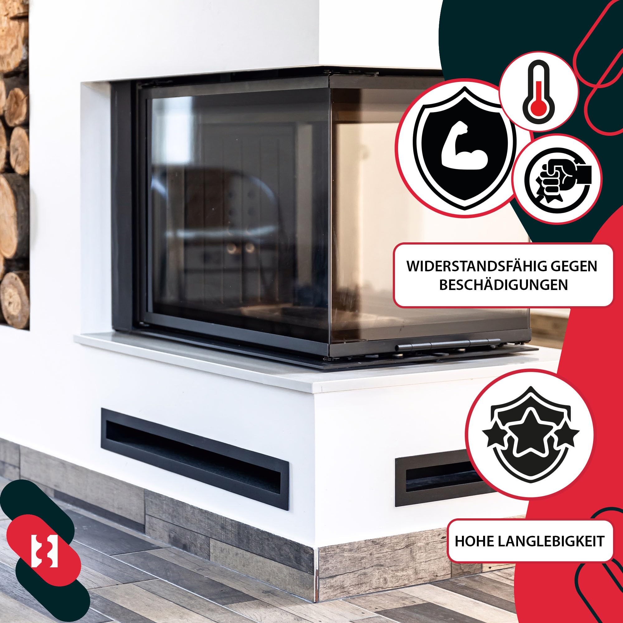 KOTARBAU® Grille Cheminée - Acier Revêtu Poudre - 30 cm - Noir - Grille Ventilation Cheminée - Aération pour Foyer - Design Moderne - Résistante Haute Température