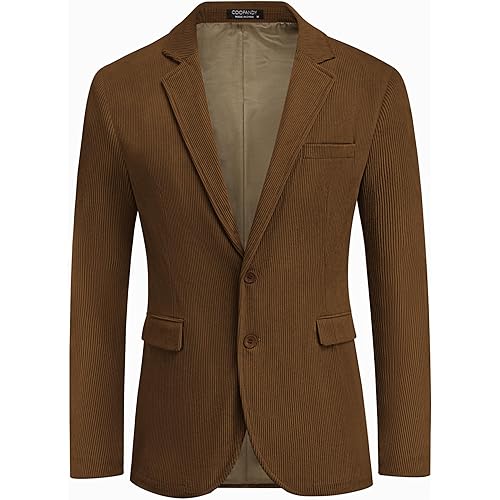 COOFADNY Men's Casual Corduroy Blazer Classic Fit Two Button Sport Coat Fashion Notch Lapel Blazer Jacket
