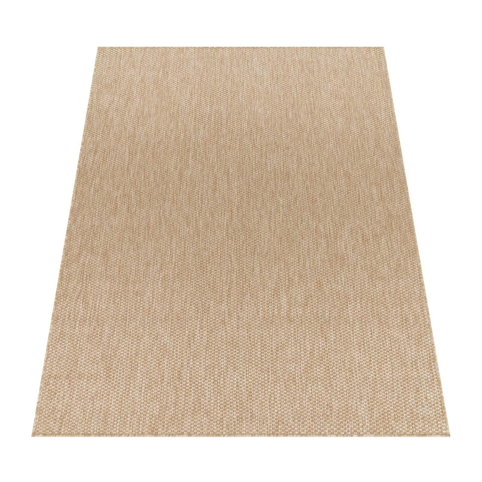 Taracarpet In & Outdoor Teppich Wetterfest Wohnzimmer Balkon Küchenteppich Terrassenteppich Flachgewebe Sisaloptik Meliert Einfarbig Natur beige 140x200 cm