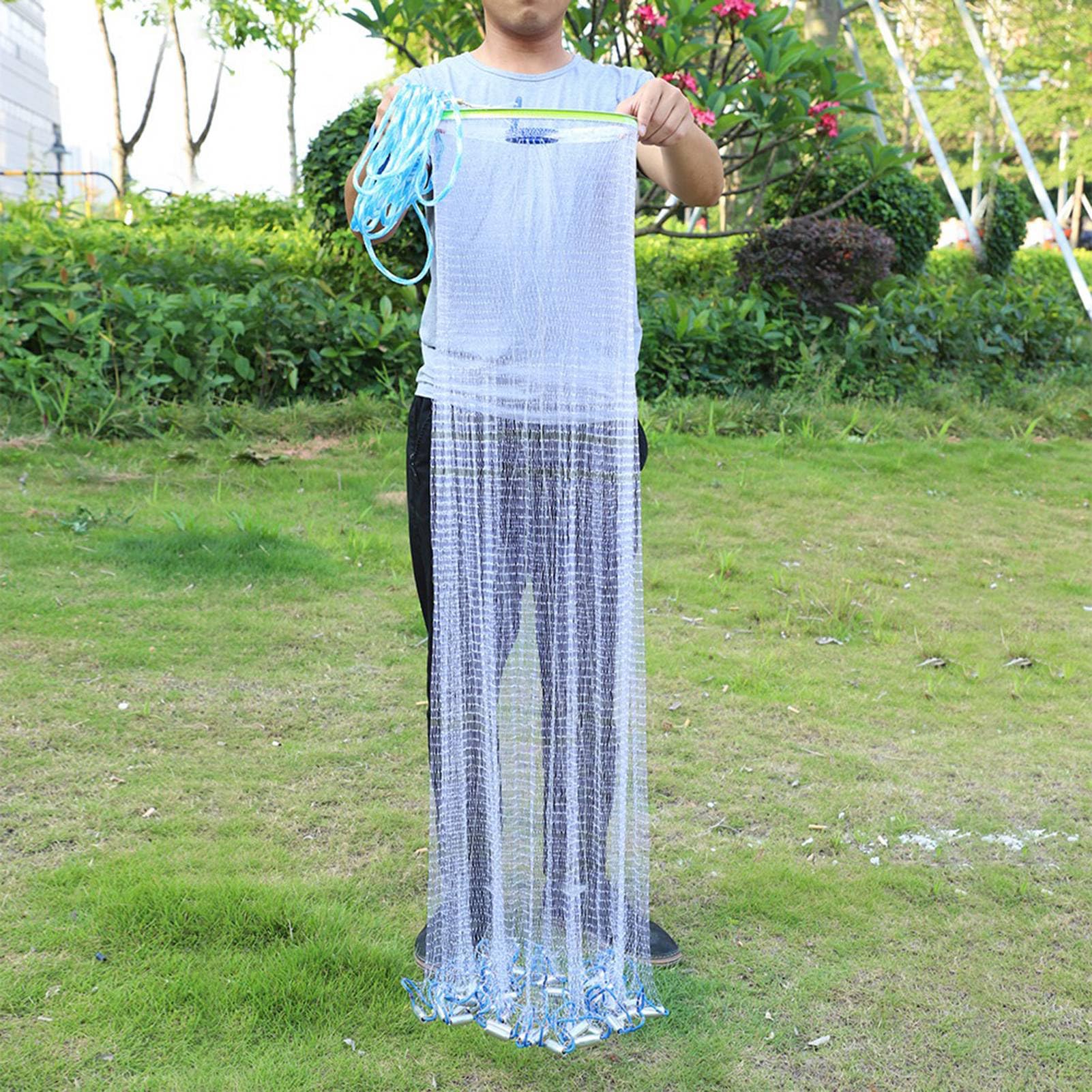 Generic Style Durable Nylon Monofilament Fishing Net for Easy Fishing Experience for Enthusiasts, Hand Throw Net with 0.5" Small Mesh, Great for Outdoor (2.4m)