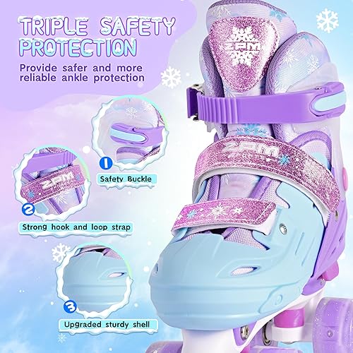 Miniatura 3 de 2PM SPORTS Patines de ruedas para niñas, niños y niños pequeños de 4 a 6, 5 a 8, 6 a 12, 8 a 12 años con ruedas iluminadas, patines ajustables para