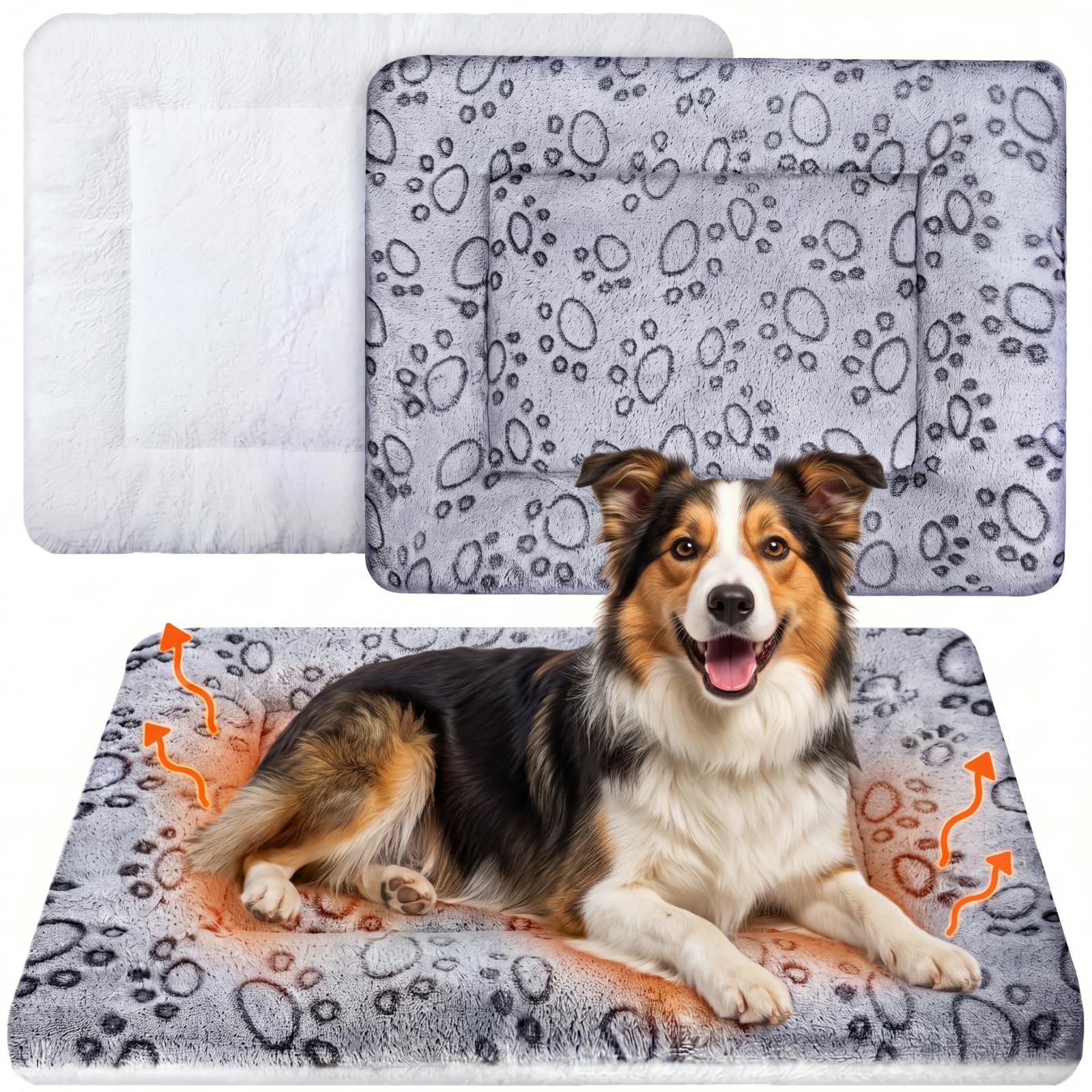VitalCozy 2 Pack Self Warming Cat Mat, Grey, 20'' X 30'', Dog Paw