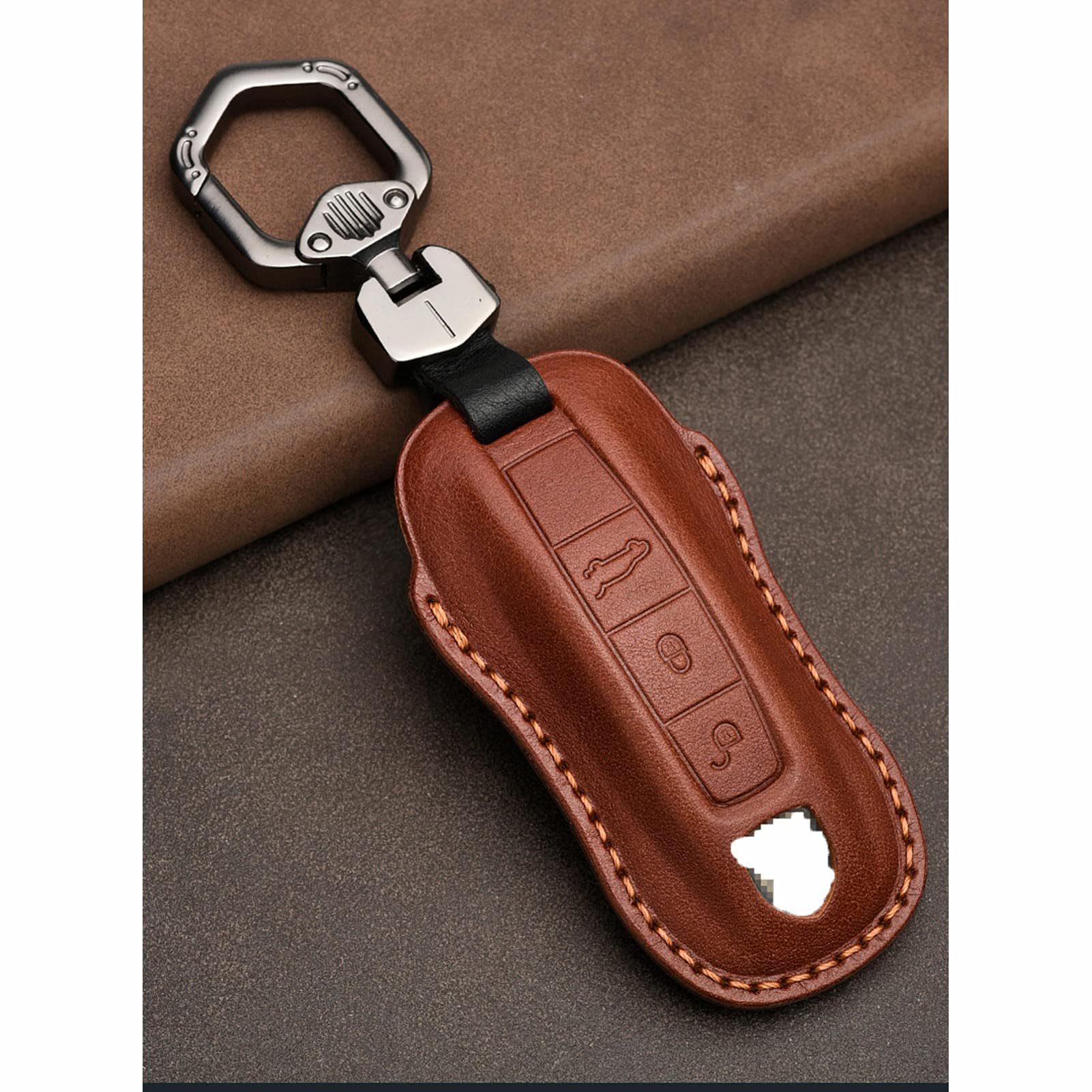 Portachiavi In Pelle Con Logo Porsche – Per 911, Macan, Cayenne, Panamera – Nuovo