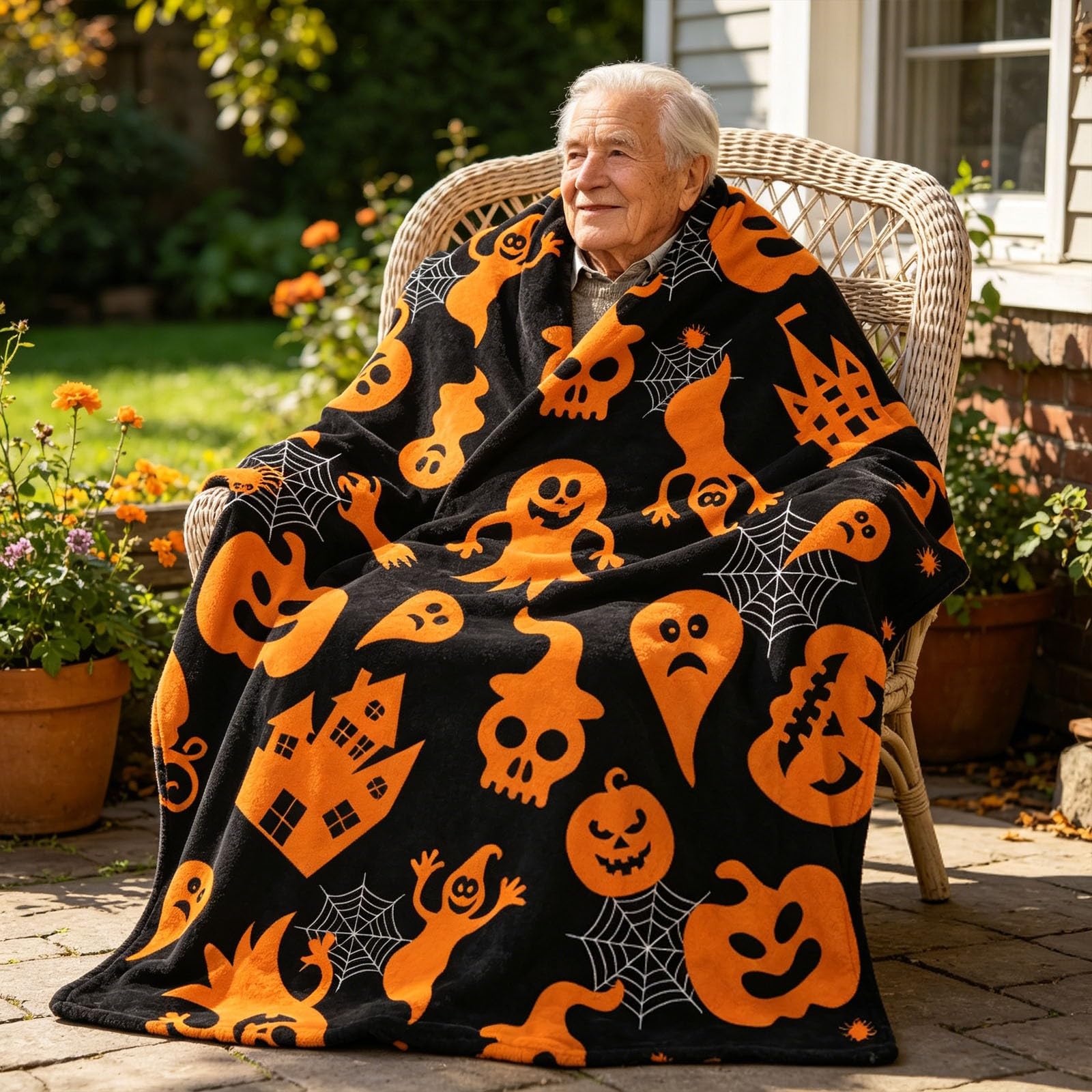 Halloween Kuscheldecke Flauschig,Weiche Sofadecke mit Motiv 200cm X 180CM