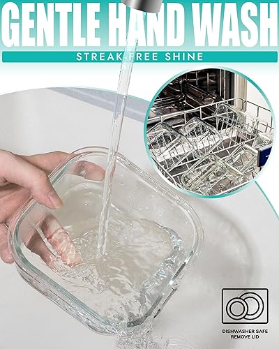 Miniatura 5 de Juego de 6 recipientes de vidrio de borosilicato para almacenamiento de alimentos con tapas herméticas, aptos para horno, microondas y congelador, a