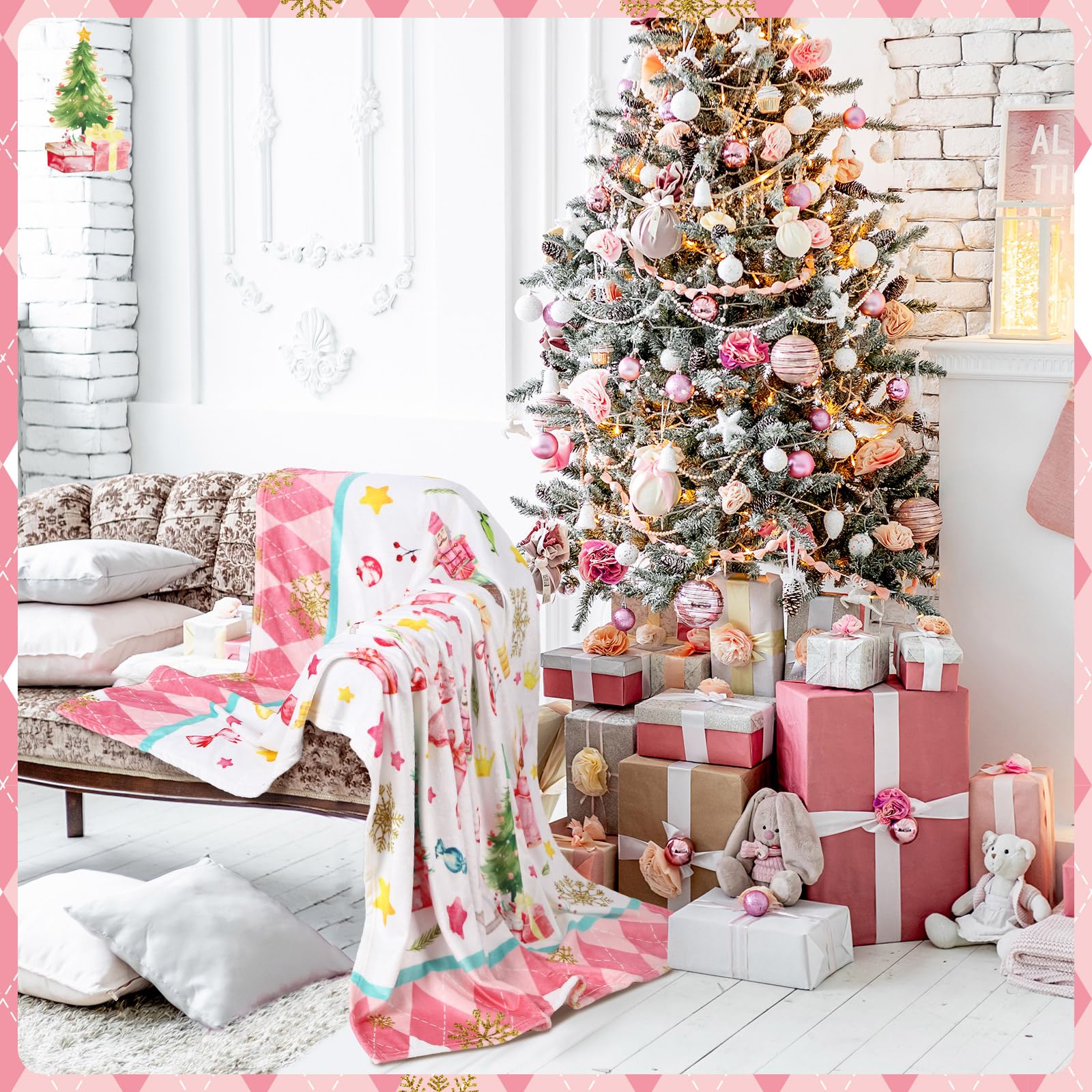 Amazon.com: Buryeah Pink Christmas Nutcracker Throw Blanket
