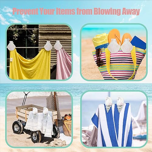 Miniatura 6 de Clips para toallas de playa, clip de toalla para silla de playa, clip colorido y único para ropa de conchas marinas para playa, fiesta en la