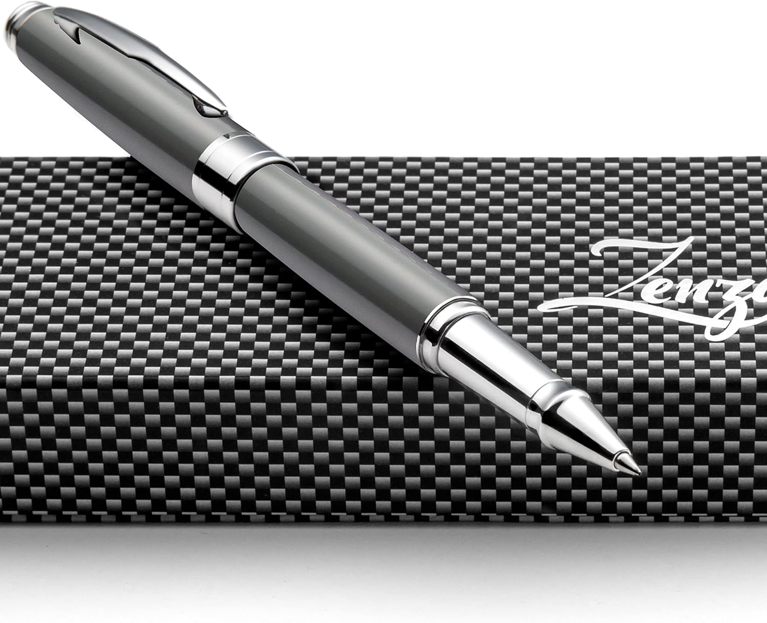 ZenZoi Elegant Rollerball Pen Grey Executive Pen. Smooth Writing Fine Point Roller Gel Ink. Luxury Pen for Men or Women. High End Pen Gift Set - Image 9
