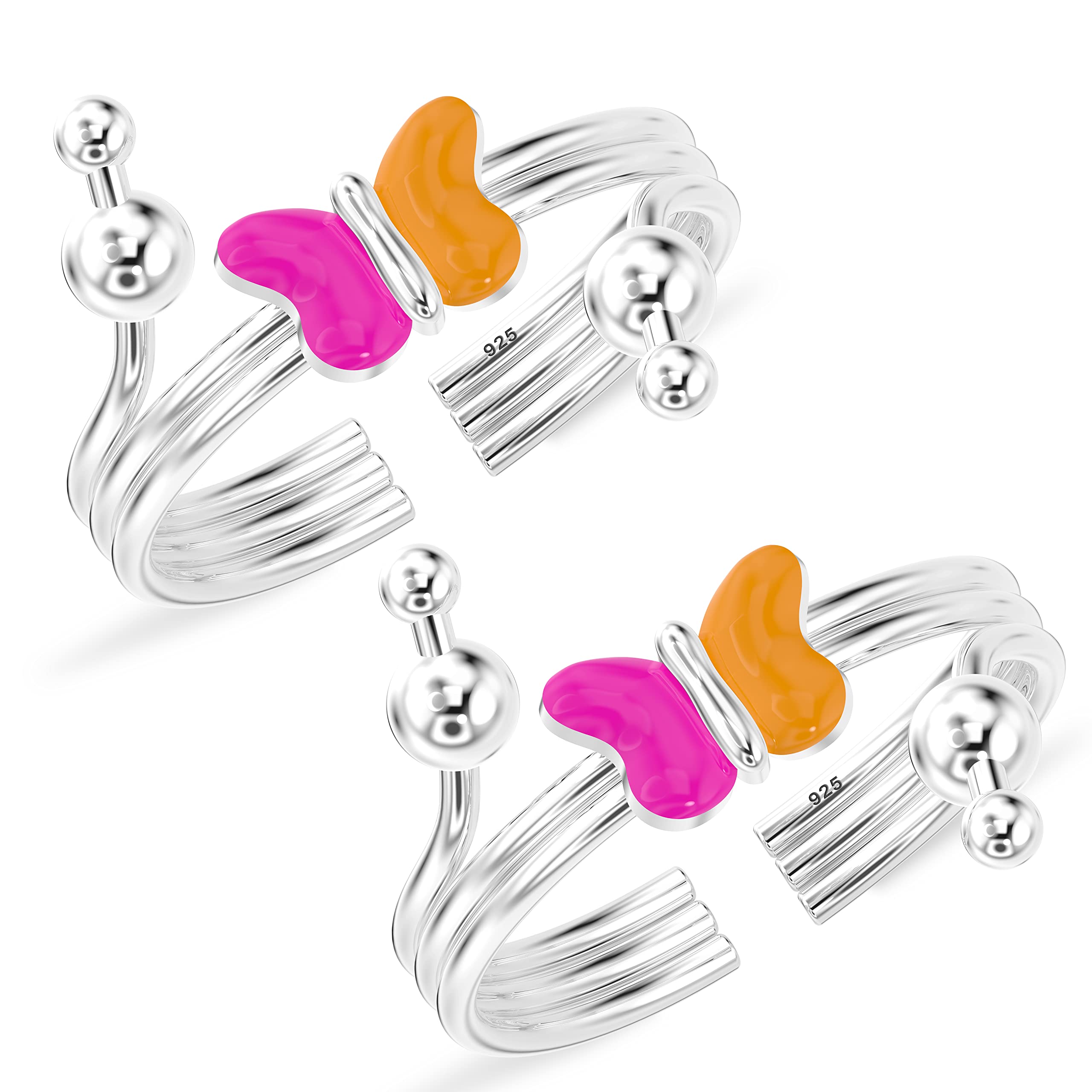 LeCalla 925 Sterling Silver BIS Hallmarked Butterfly Enamel Toe Rings for Women (B09H7CRLN8) Amazon Price History, Amazon Price Tracker