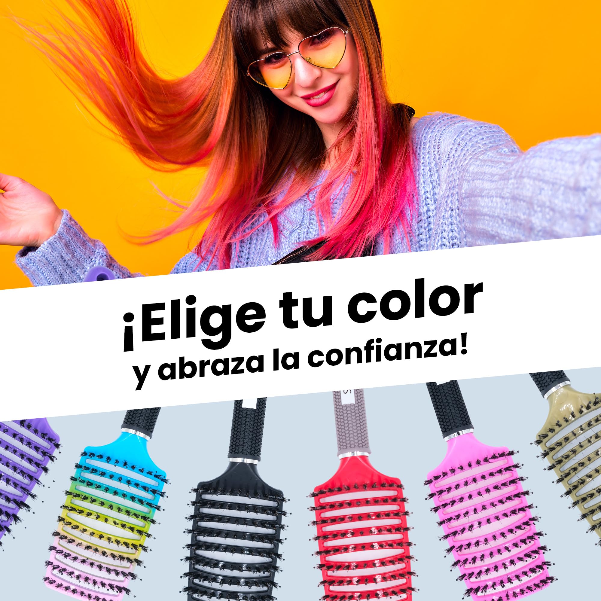 Cepillo de Pelo SAKKAL, Cerdas de Jabali Naturales para Pelo Largo, Grueso, Fino, Rizado y Enredado, Peinado Profesional Desenredante, Secado Rapido, Antitirones, Mujer Ninos Hombre Salon