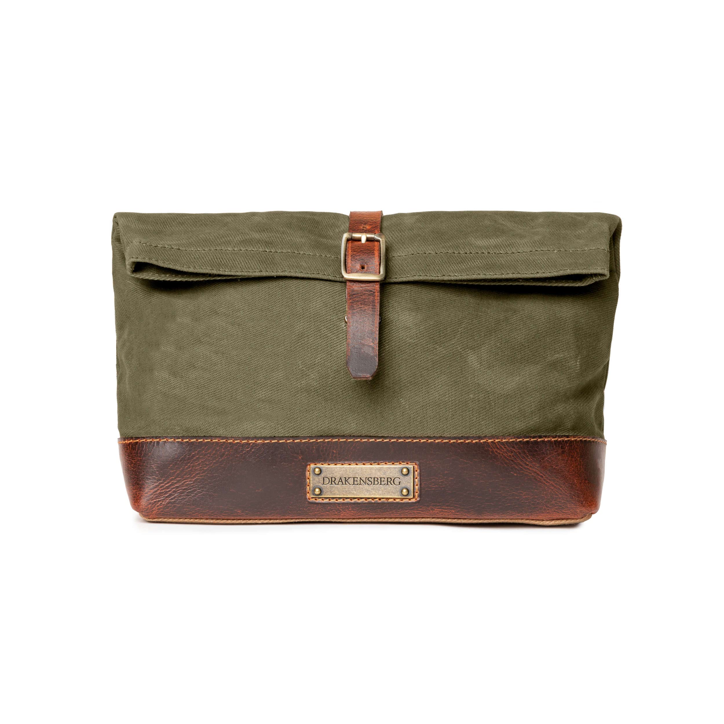 DRAKENSBERG Grande beauty case "Otis" in tela cerata, idrorepellente, espandibile, design roll-top, fino a 8 l, verde bosco