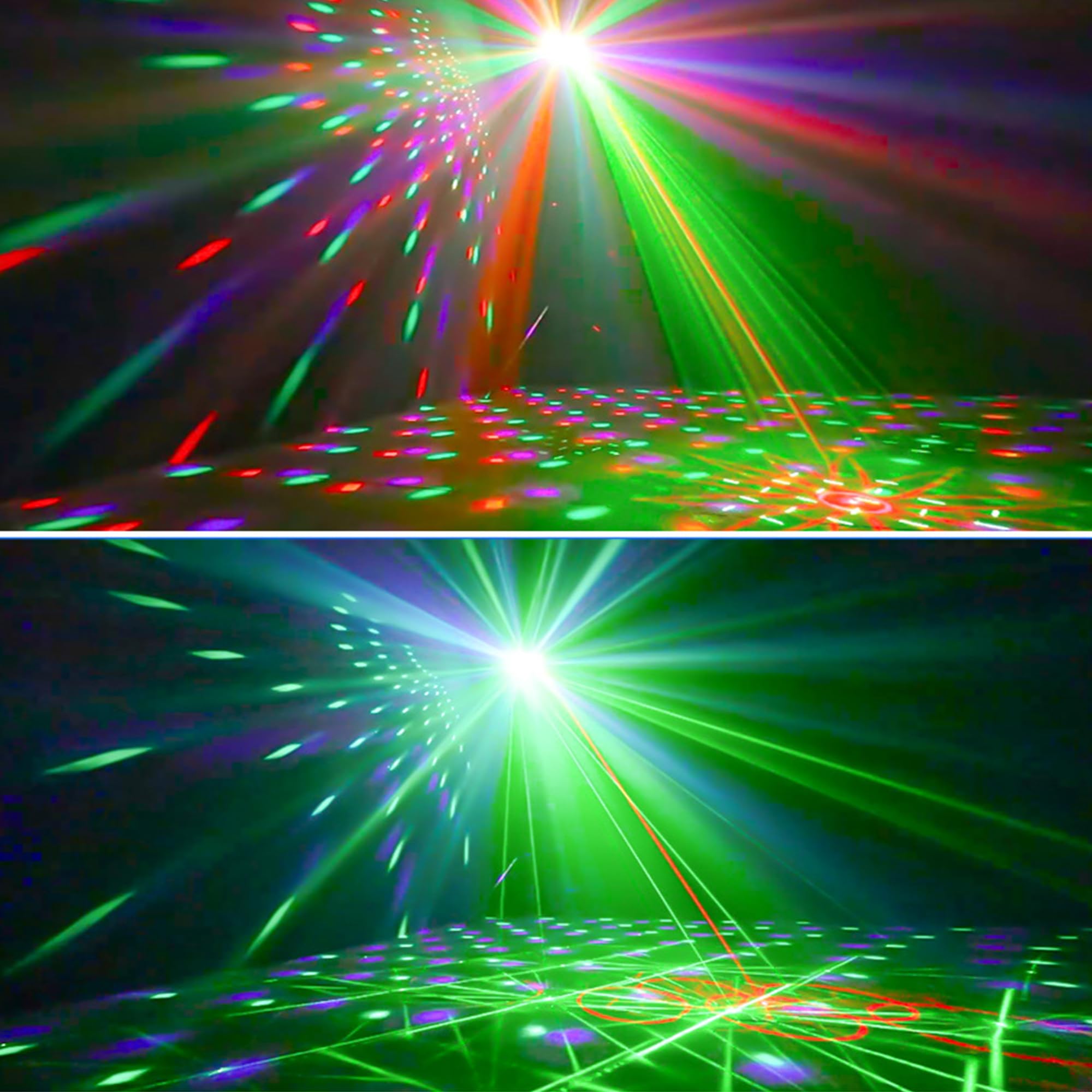 Luz de discoteca, luces de fiesta, RGB con 4 lentes activadas por sonido, luces estroboscópicas para fiestas, cumpleaños, Navidad, bodas, karaoke, bar, club, pub, hogar, habitación, decoración de