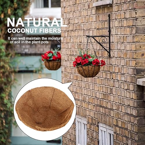 Miniatura 8 de 4 forros redondos de coco para macetas colgantes de 24 pulgadas, 100% fibra de coco natural, forro de repuesto con tamaño ajustable para macetas de