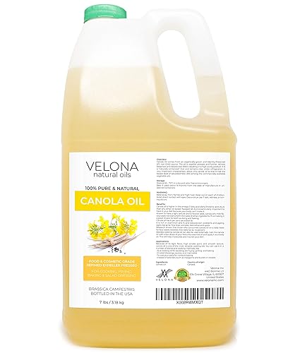 velona Aceite de semilla de canola de 7 libras Aceite portador 100% puro y natural Refinado, prensado en frío Cocina, aderezo, piel, cara,