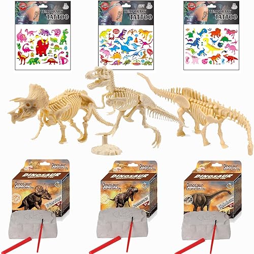 Kits de excavación de dinosaurios para niños, kits de excavación de dinosaurios T-Rex, triceratops y diplodocus, kits de excavación de fósiles de