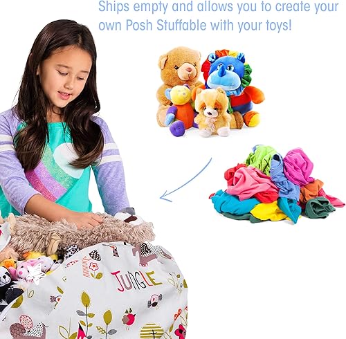 Miniatura 416 de Posh Funda de Silla Puf Rellenable para Almacenamiento de Animales de Peluche para Niños - Organizador de Juguetes Infantiles, Grande-38 - Lona