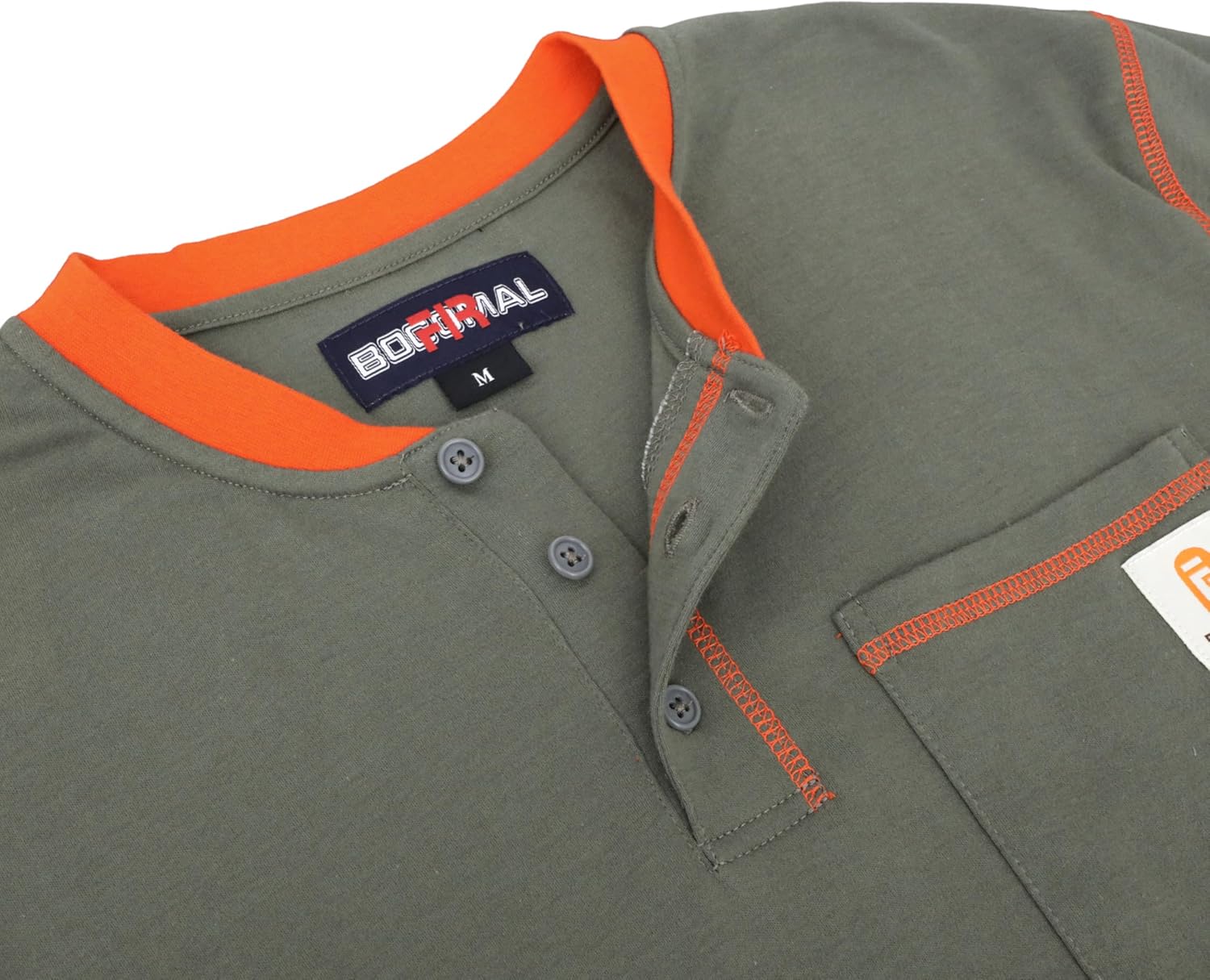 BOCOMAL FR Shirts for Men CAT2 5.5oz Long Sleeve Henley Workwear Flame Resistant Fire Retardant Shirt - Image 5