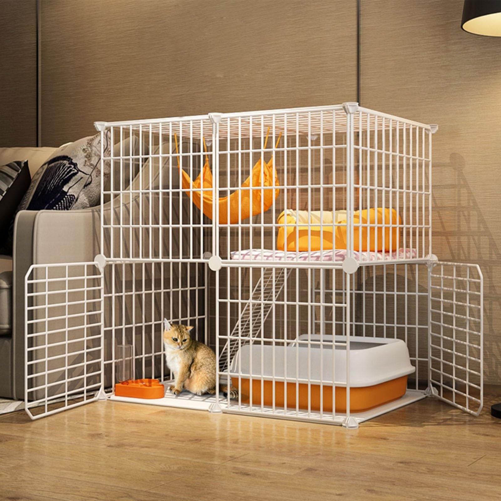 Cage pour chat intérieur en métal détachable - Maison spacieuse 75x39x73 cm