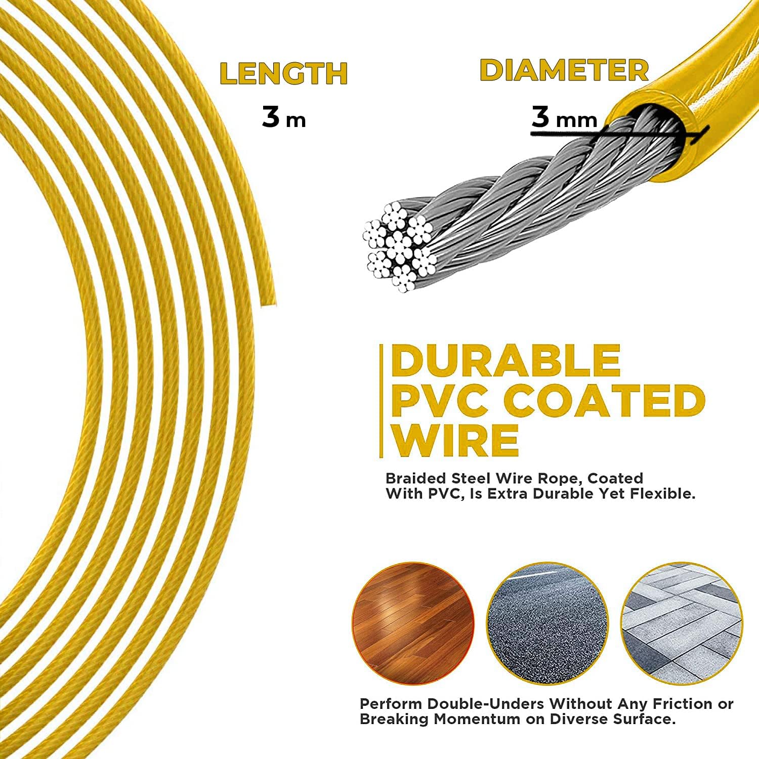 Replaceent Cables For PriaFIT Pro Speed Skipping Rope, Set Of 2 Jup