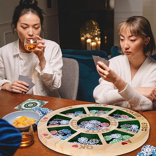 Miniatura 6 de Michigan Rummy Deluxe - Juego de mesa de juego de madera + 2 cajas de fichas (200 piezas) + 1 baraja de póquer + 1 manual de juego. La mezcla